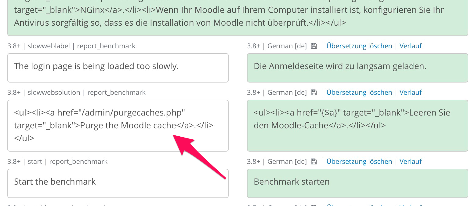 Translation for Moodle benchmark